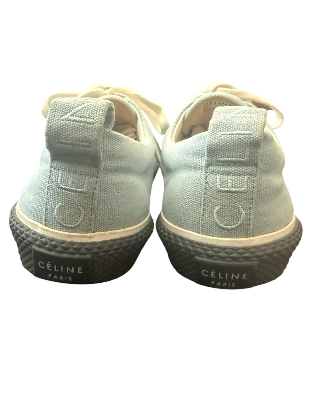 Celine Canvas 180° Low Top Sneakers Light Blue Lace-Up Size 40 (US M7, W9) - Picture 4 of 12